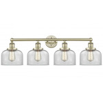 Bell Large Bathroom Vanity Light - Antique Brass / Clear