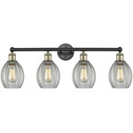 Eaton Bathroom Vanity Light - Matte Black / Antique Brass / Clear