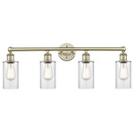 Clymer Bathroom Vanity Light - Antique Brass / Clear