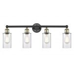 Clymer Bathroom Vanity Light - Matte Black / Antique Brass / Clear