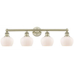 Fenton Bathroom Vanity Light - Antique Brass / Matte White