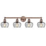 Fenton Bathroom Vanity Light - Antique Copper / Clear
