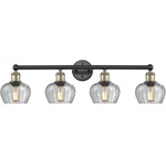 Fenton Bathroom Vanity Light - Matte Black / Antique Brass / Clear