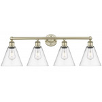 Berkshire Cone Bathroom Vanity Light - Antique Brass / Clear