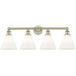 Berkshire Cone Bathroom Vanity Light - Antique Brass / Matte White