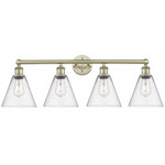 Berkshire Cone Bathroom Vanity Light - Antique Brass / Clear Seedy