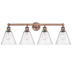 Berkshire Cone Bathroom Vanity Light - Antique Copper / Clear Seedy