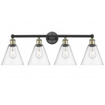 Berkshire Cone Bathroom Vanity Light - Matte Black / Antique Brass / Clear