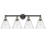 Berkshire Cone Bathroom Vanity Light - Matte Black / Antique Brass / Clear Seedy