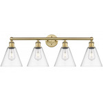 Berkshire Cone Bathroom Vanity Light - Brushed Brass / Clear