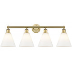 Berkshire Cone Bathroom Vanity Light - Brushed Brass / Matte White