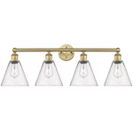 Berkshire Cone Bathroom Vanity Light - Brushed Brass / Clear Seedy