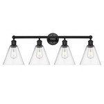 Berkshire Cone Bathroom Vanity Light - Matte Black / Clear