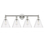 Berkshire Cone Bathroom Vanity Light - Polished Nickel / Clear