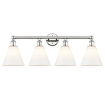 Berkshire Cone Bathroom Vanity Light - Polished Nickel / Matte White