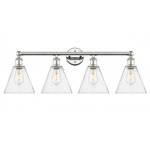 Berkshire Cone Bathroom Vanity Light - Polished Nickel / Clear Seedy