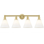 Berkshire Cone Bathroom Vanity Light - Satin Gold / Matte White