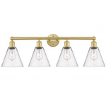 Berkshire Cone Bathroom Vanity Light - Satin Gold / Clear Seedy