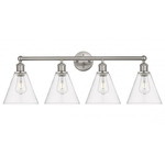 Berkshire Cone Bathroom Vanity Light - Satin Nickel / Clear
