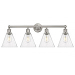 Berkshire Cone Bathroom Vanity Light - Satin Nickel / Clear Seedy