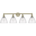 Bristol Glass Bathroom Vanity Light - Antique Brass / Clear Seedy