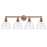 Bristol Glass Bathroom Vanity Light - Antique Copper / Clear