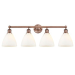 Bristol Glass Bathroom Vanity Light - Antique Copper / Matte White