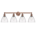 Bristol Glass Bathroom Vanity Light - Antique Copper / Clear Seedy