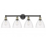 Bristol Glass Bathroom Vanity Light - Matte Black / Antique Brass / Clear