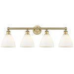 Bristol Glass Bathroom Vanity Light - Brushed Brass / Matte White