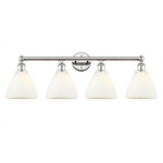Bristol Glass Bathroom Vanity Light - Polished Nickel / Matte White