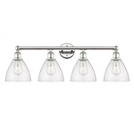 Bristol Glass Bathroom Vanity Light - Polished Nickel / Clear Seedy
