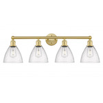 Bristol Glass Bathroom Vanity Light - Satin Gold / Clear Seedy