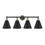 Ballston Cone Bathroom Vanity Light - Matte Black / Antique Brass