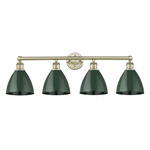 Plymouth Dome Bathroom Vanity Light - Antique Brass / Green