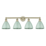 Plymouth Dome Bathroom Vanity Light - Antique Brass / Seafoam