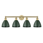 Plymouth Dome Bathroom Vanity Light - Brushed Brass / Green