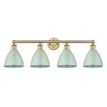 Plymouth Dome Bathroom Vanity Light - Brushed Brass / Seafoam