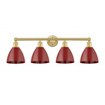 Plymouth Dome Bathroom Vanity Light - Satin Gold / Red