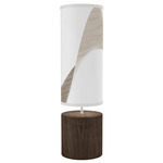 Wave Column Table Lamp - White / Walnut / Brown