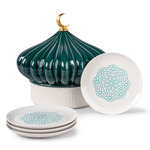 Majestic Nights Box With Plates - Matte White / Green