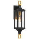 Glendale Outdoor Wall Light - Brushed Brass / Black / Clear Seeded
