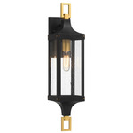 Glendale Outdoor Wall Light - Brushed Brass / Black / Clear Seeded
