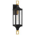 Glendale Outdoor Wall Light - Brushed Brass / Black / Clear Seeded