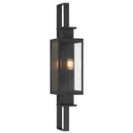 Ascott Outdoor Wall Sconce - Matte Black / Clear Seeded