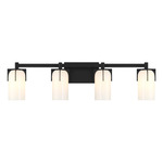Caldwell Bathroom Vanity Light - Matte Black / Opal