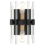 Santiago Wall Light - Matte Black / Warm Brass / Crystal