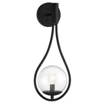 Encino Wall Light - Matte Black / Clear Seeded