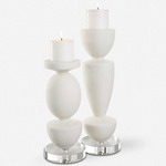 Lido Candleholders, Set of 2 - Ivory Cream / Crystal