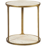 Clench Side Table - Antique Brass / Beige
